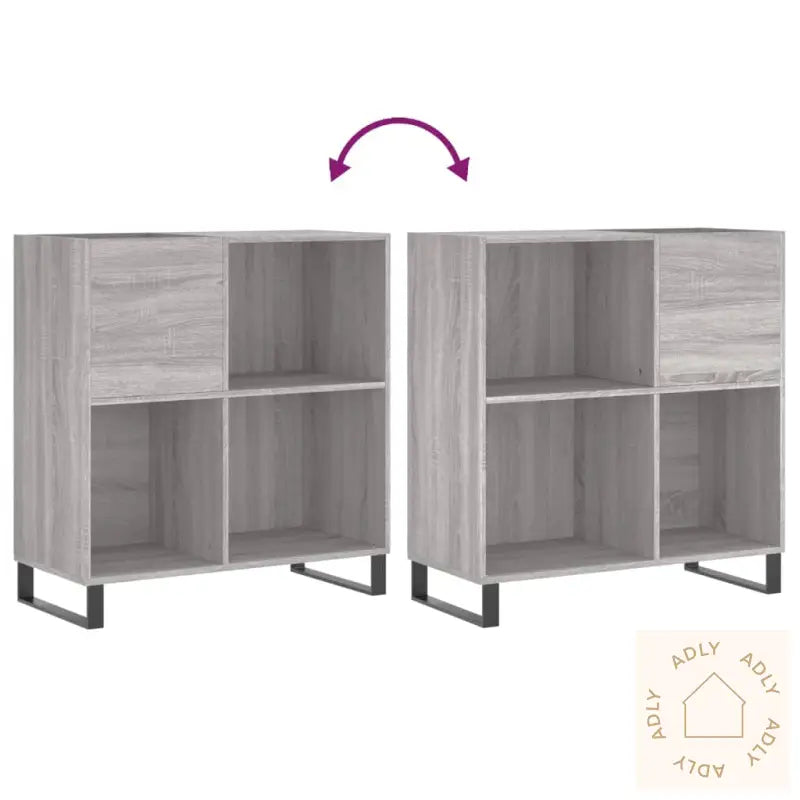 Hifi-Benk Grå Sonoma 84,5X38X89 Cm Konstruert Tre