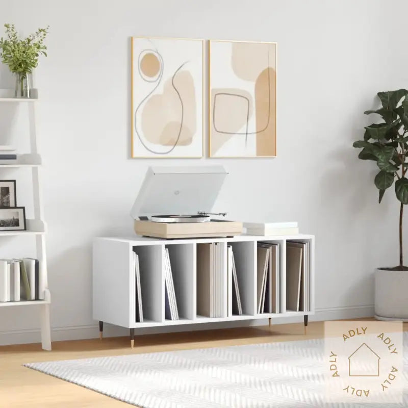 Hifi-Benk Hvit 100X38X48 Cm Konstruert Tre