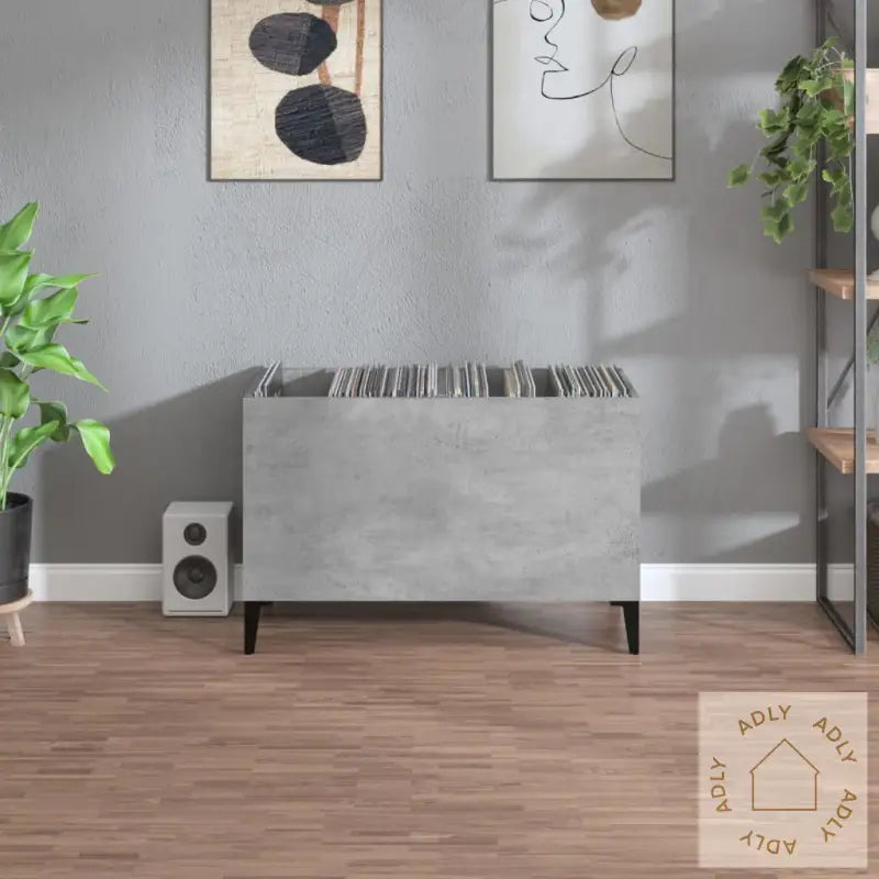 Hifi-Benk Betonggrå 74,5X38X48 Cm Konstruert Tre