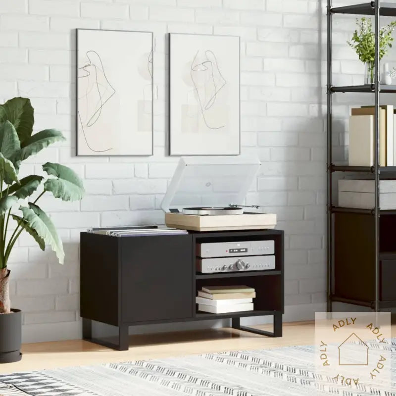 Hifi-Benk Svart 85X38X48 Cm Konstruert Tre