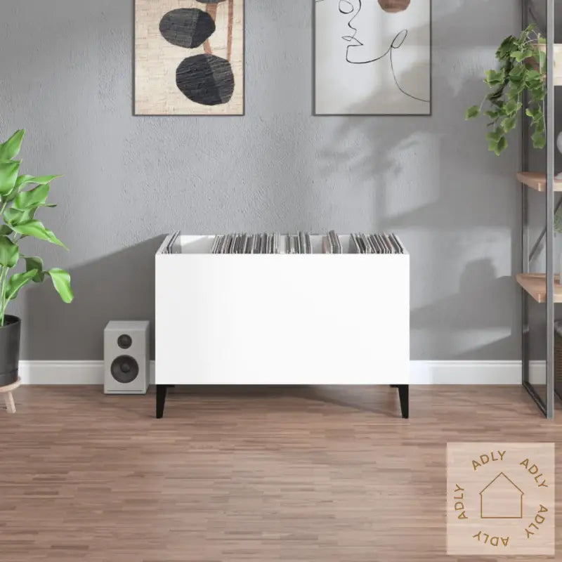 Hifi-Benk Høyglans Hvit 74,5X38X48 Cm Konstruert Tre