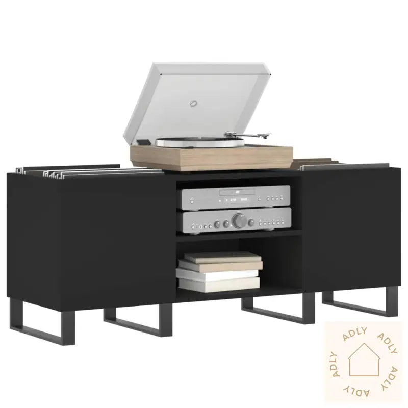 Hifi-Benk Svart 121X38X48 Cm Konstruert Tre