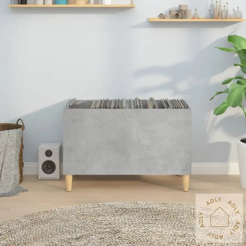 Hifi-Benk Betonggrå 74,5X38X48 Cm Konstruert Tre