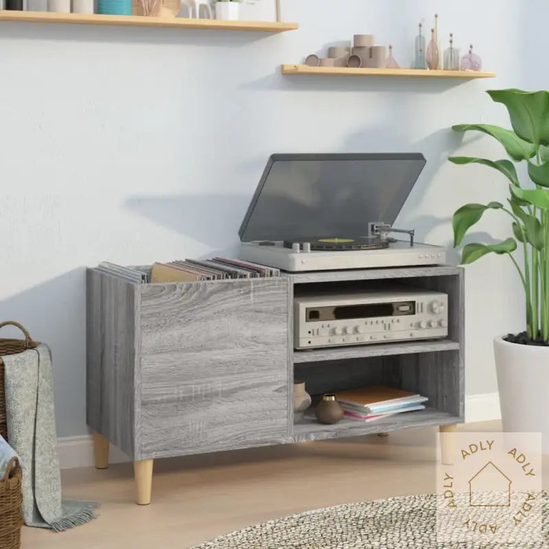 Hifi-Benk Grå Sonoma 84,5X38X48 Cm Konstruert Tre