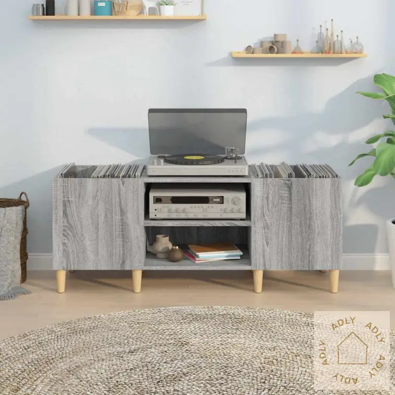 Hifi-Benk Grå Sonoma 121X38X48 Cm Konstruert Tre