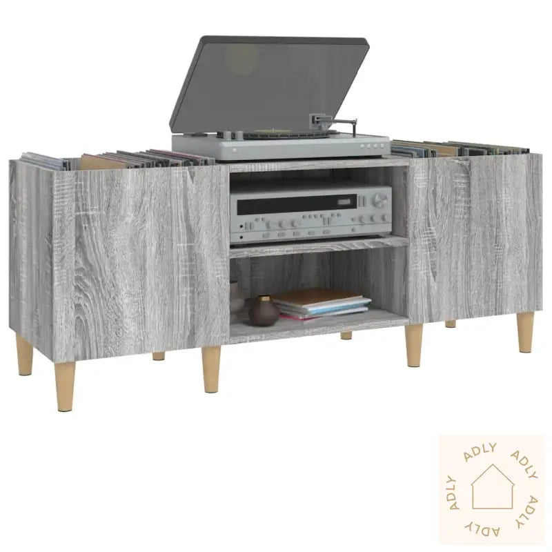 Hifi-Benk Grå Sonoma 121X38X48 Cm Konstruert Tre