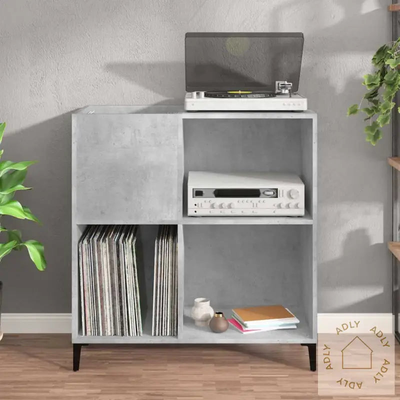 Hifi-Benk Betonggrå 84,5X38X89 Cm Konstruert Tre