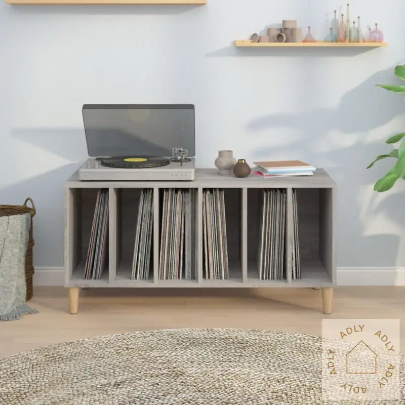 Hifi-Benk Grå Sonoma 100X38X48 Cm Konstruert Tre