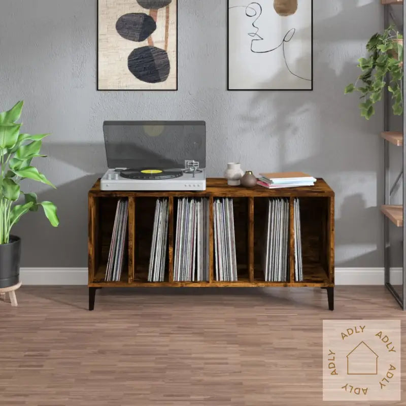 Hifi-Benk Røkt Eik 100X38X48 Cm Konstruert Tre