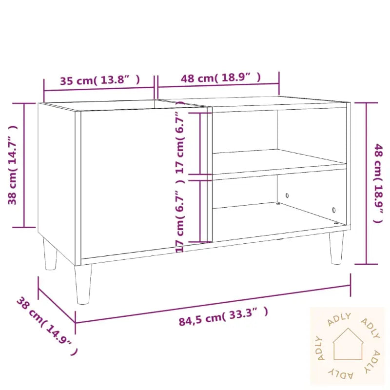 Hifi-Benk Høyglans Hvit 84,5X38X48 Cm Konstruert Tre