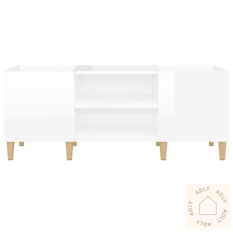 Hifi-Benk Høyglans Hvit 121X38X48 Cm Konstruert Tre