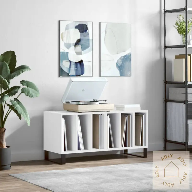 Hifi-Benk Hvit 100X38X48 Cm Konstruert Tre