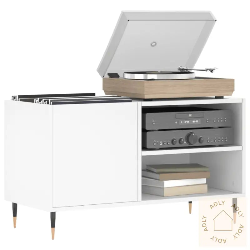 Hifi-Benk Hvit 85X38X48 Cm Konstruert Tre