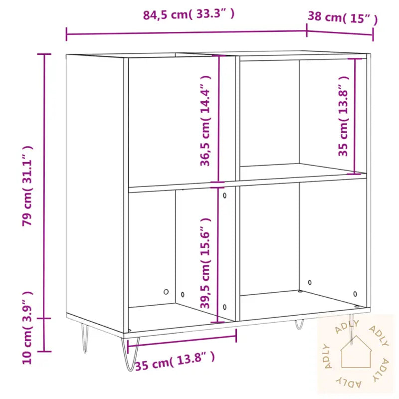 Hifi-Benk Hvit 84,5X38X89 Cm Konstruert Tre
