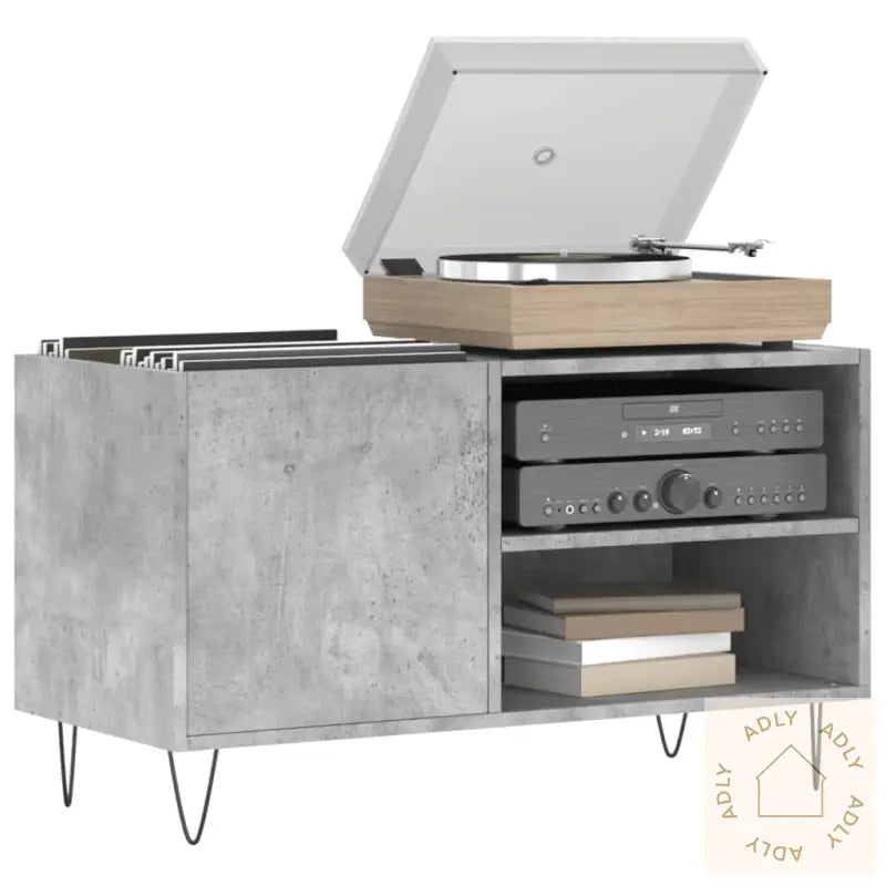 Hifi-Benk Betonggrå 84,5X38X48 Cm Konstruert Tre