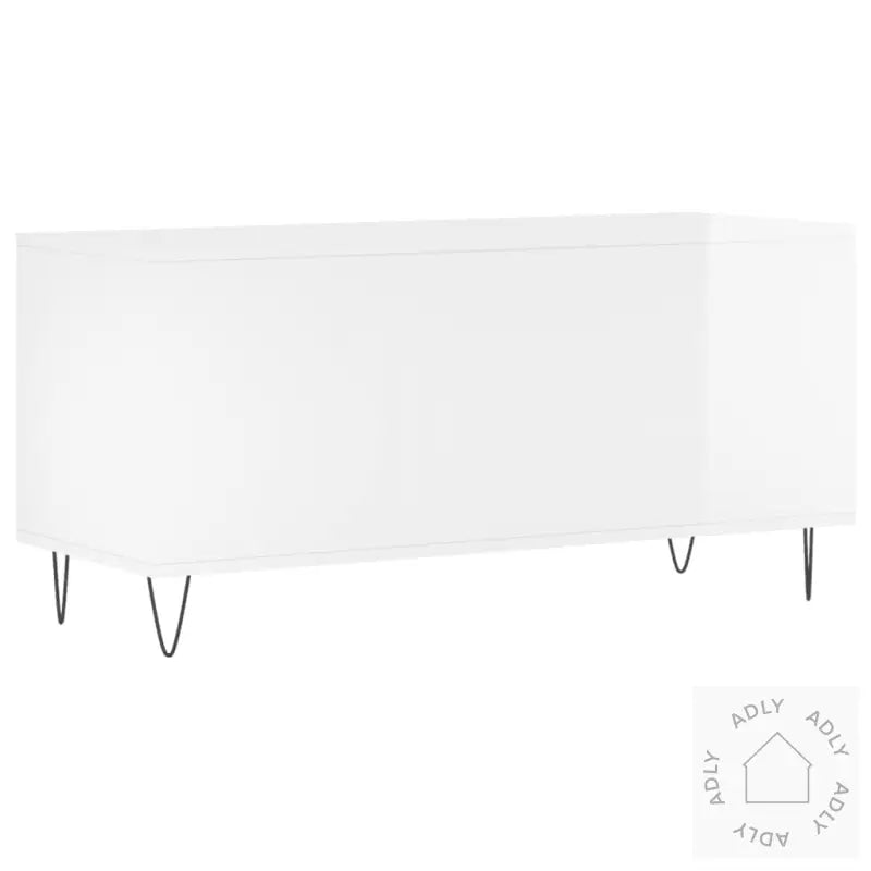 Hifi-Benk Høyglans Hvit 100X38X48 Cm Konstruert Tre