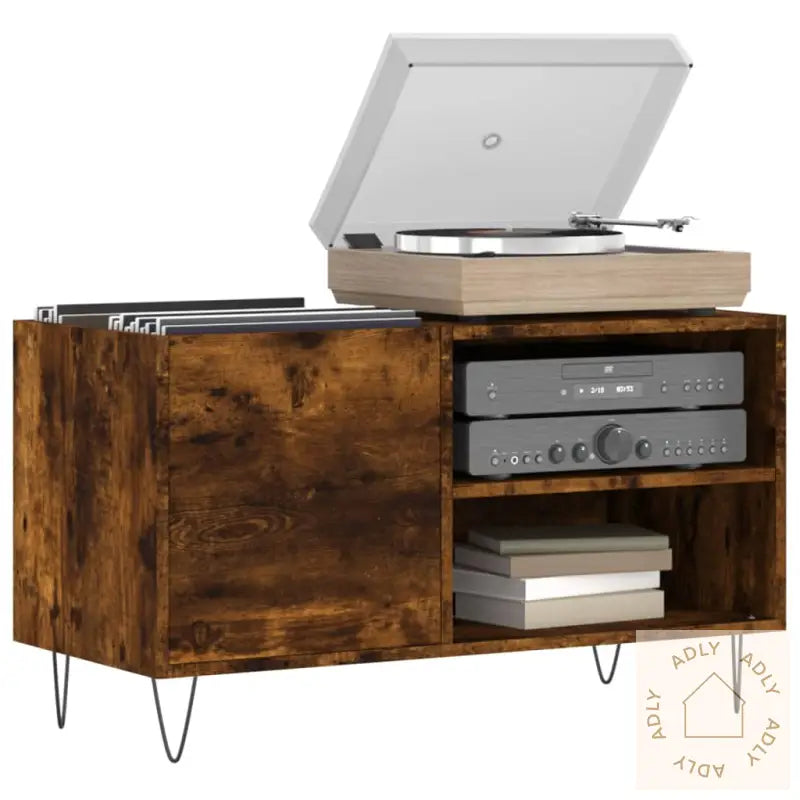 Hifi-Benk Røkt Eik 85X38X48 Cm Konstruert Tre
