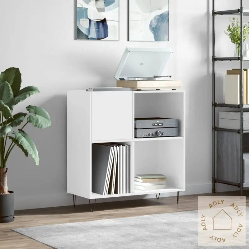 Hifi-Benk Hvit 84,5X38X89 Cm Konstruert Tre