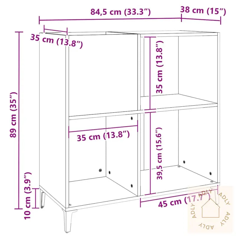 Hifi-Benk Hvit 84,5X38X89 Cm Konstruert Tre