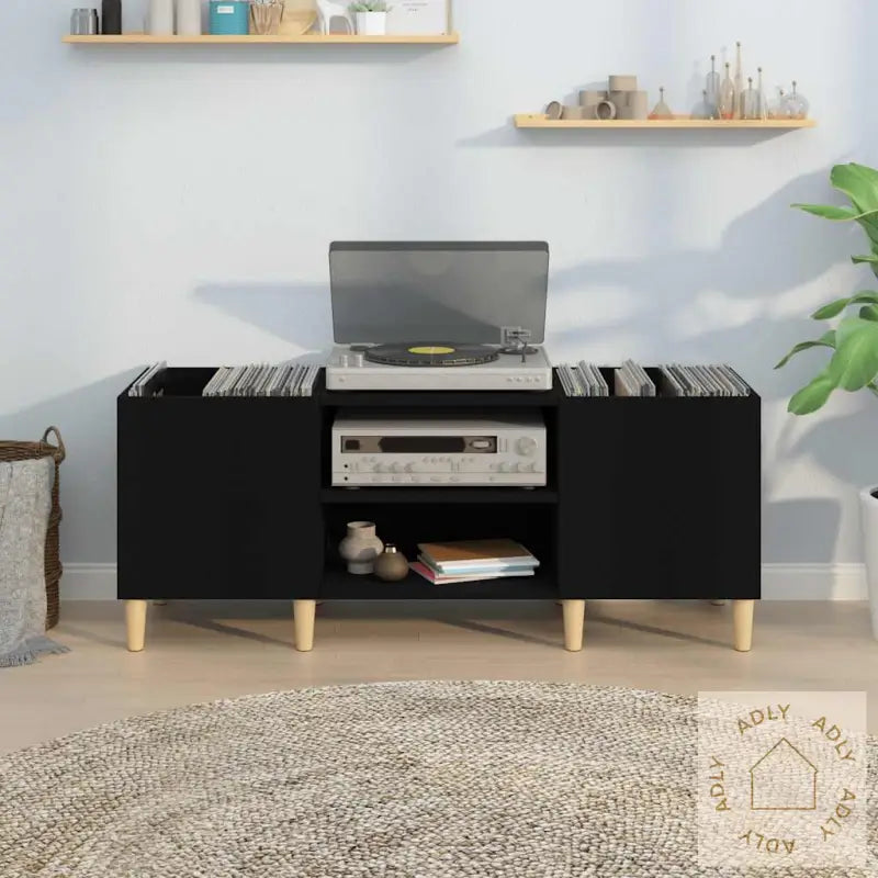 Hifi-Benk Svart 121X38X48 Cm Konstruert Tre