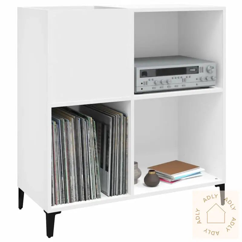 Hifi-Benk Hvit 84,5X38X89 Cm Konstruert Tre
