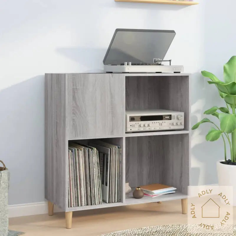Hifi-Benk Grå Sonoma 84,5X38X89 Cm Konstruert Tre