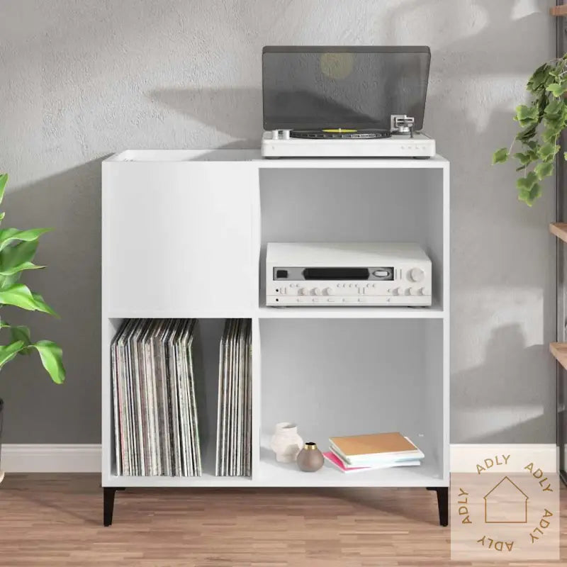 Hifi-Benk Hvit 84,5X38X89 Cm Konstruert Tre