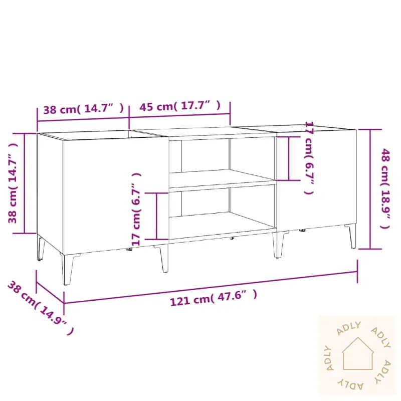 Hifi-Benk Høyglans Hvit 121X38X48 Cm Konstruert Tre