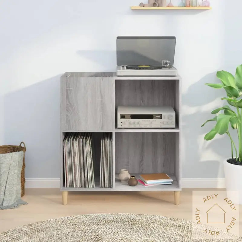 Hifi-Benk Grå Sonoma 84,5X38X89 Cm Konstruert Tre