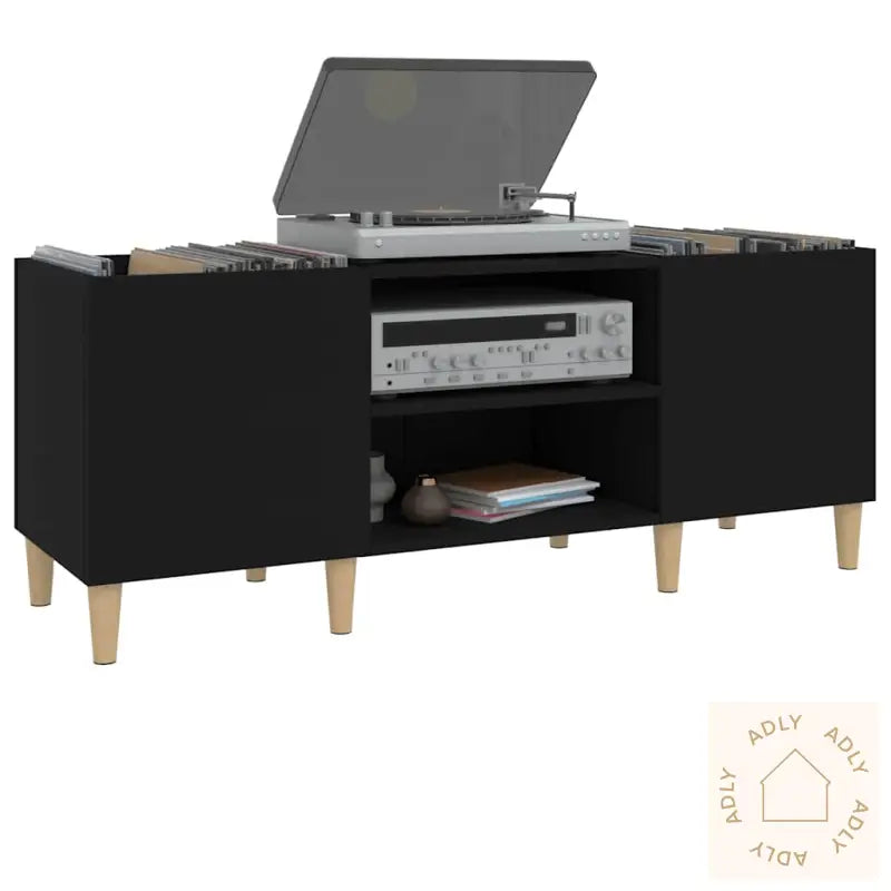 Hifi-Benk Svart 121X38X48 Cm Konstruert Tre