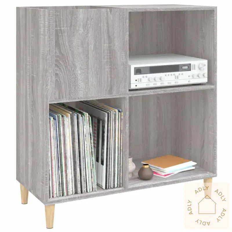 Hifi-Benk Grå Sonoma 84,5X38X89 Cm Konstruert Tre