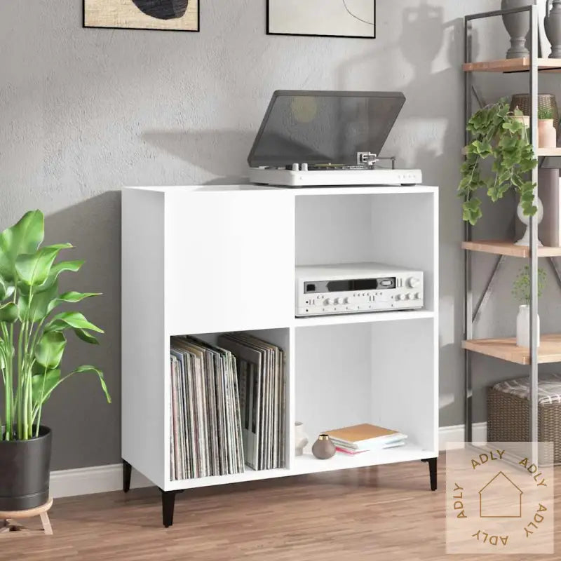 Hifi-Benk Hvit 84,5X38X89 Cm Konstruert Tre