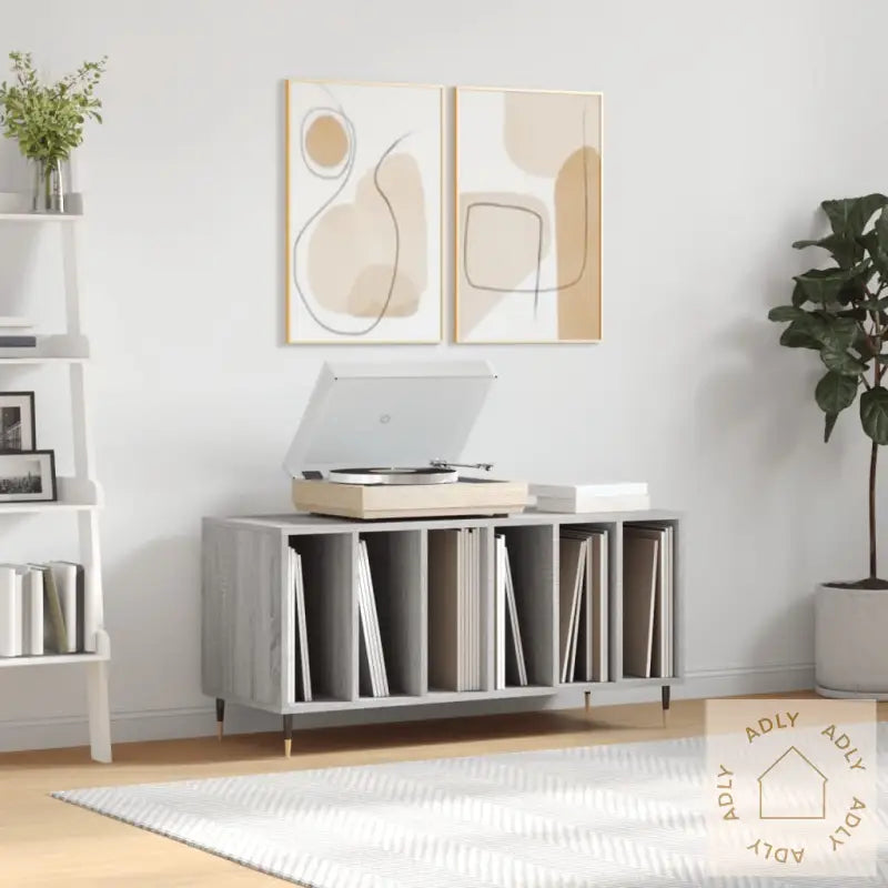Hifi-Benk Grå Sonoma 100X38X48 Cm Konstruert Tre