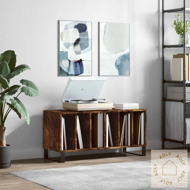 Hifi-Benk Røkt Eik 100X38X48 Cm Konstruert Tre