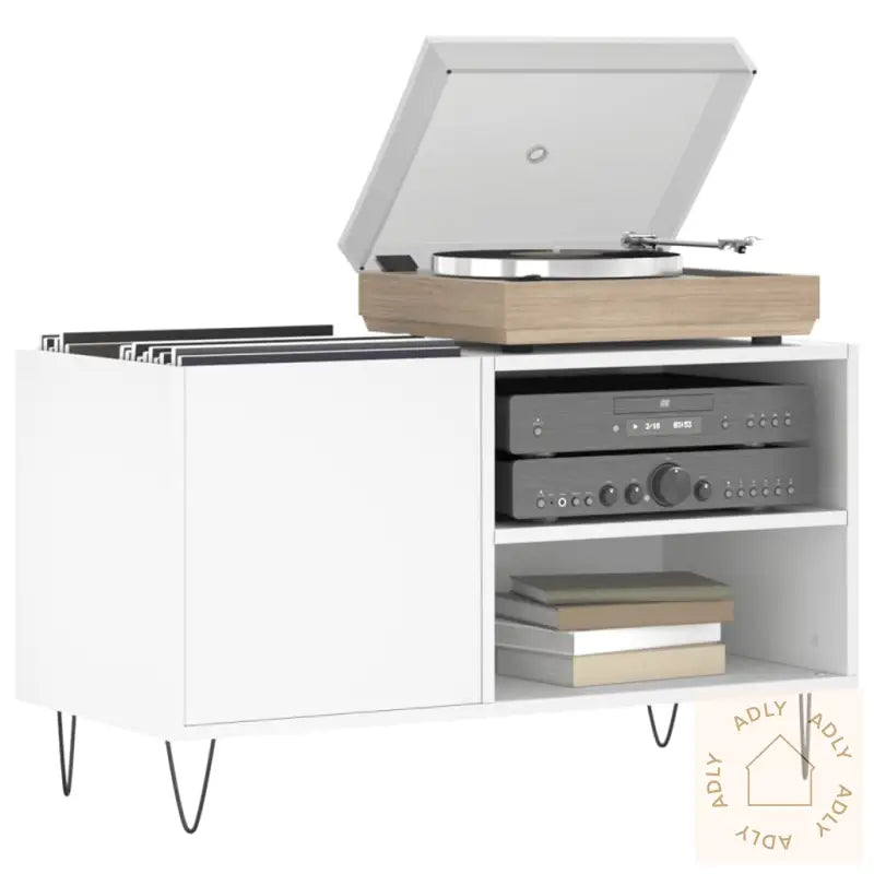 Hifi-Benk Hvit 85X38X48 Cm Konstruert Tre