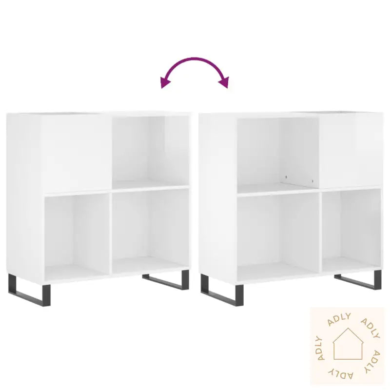 Hifi-Benk Høyglans Hvit 84,5X38X89 Cm Konstruert Tre