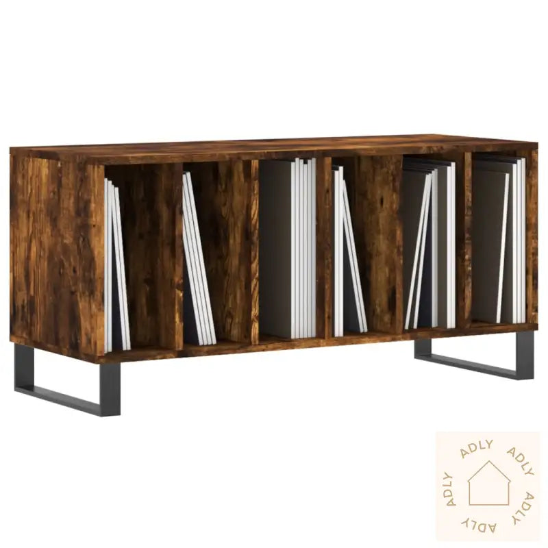 Hifi-Benk Røkt Eik 100X38X48 Cm Konstruert Tre