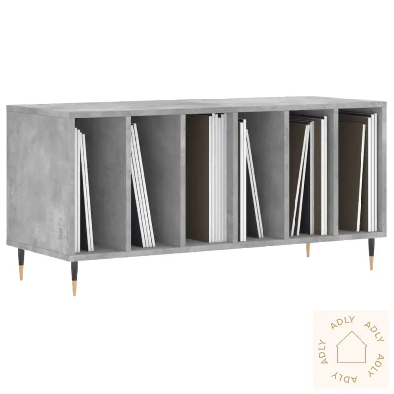 Hifi-Benk Betonggrå 100X38X48 Cm Konstruert Tre