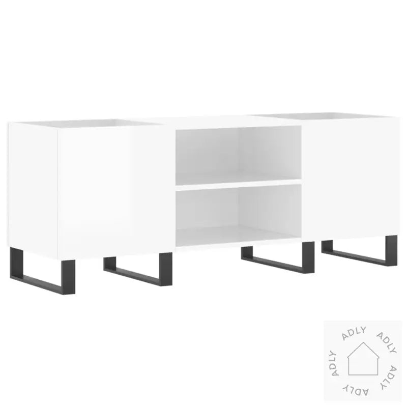 Hifi-Benk Høyglans Hvit 121X38X48 Cm Konstruert Tre