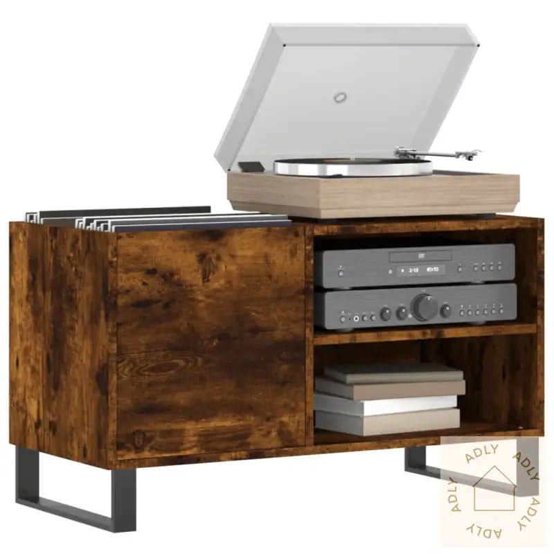 Hifi-Benk Røkt Eik 85X38X48 Cm Konstruert Tre
