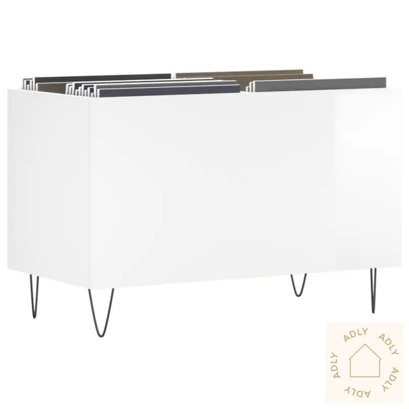 Hifi-Benk Høyglans Hvit 74,5X38X48 Cm Konstruert Tre