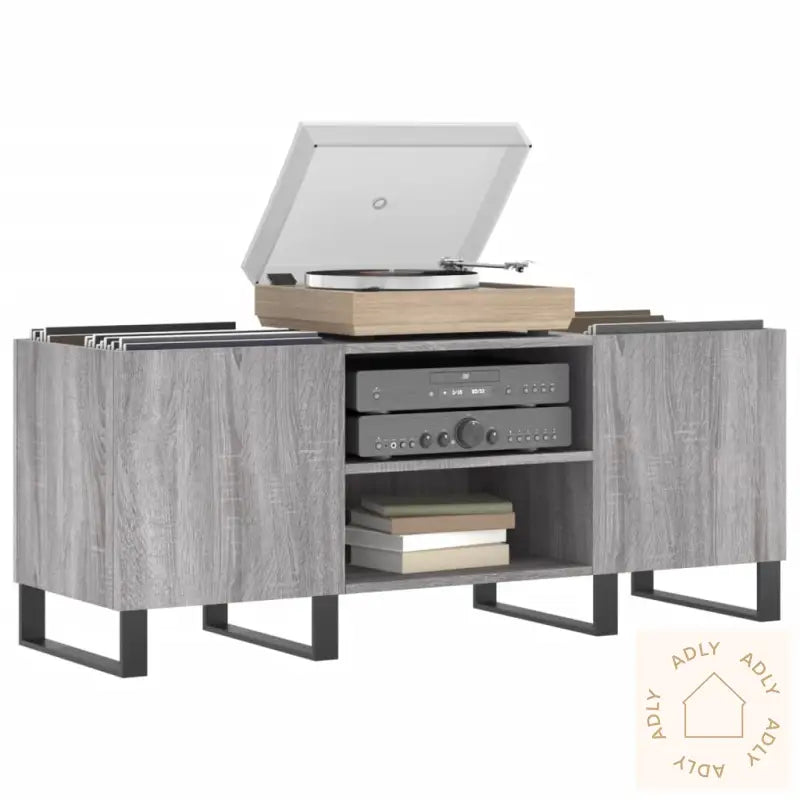 Hifi-Benk Grå Sonoma 121X38X48 Cm Konstruert Tre