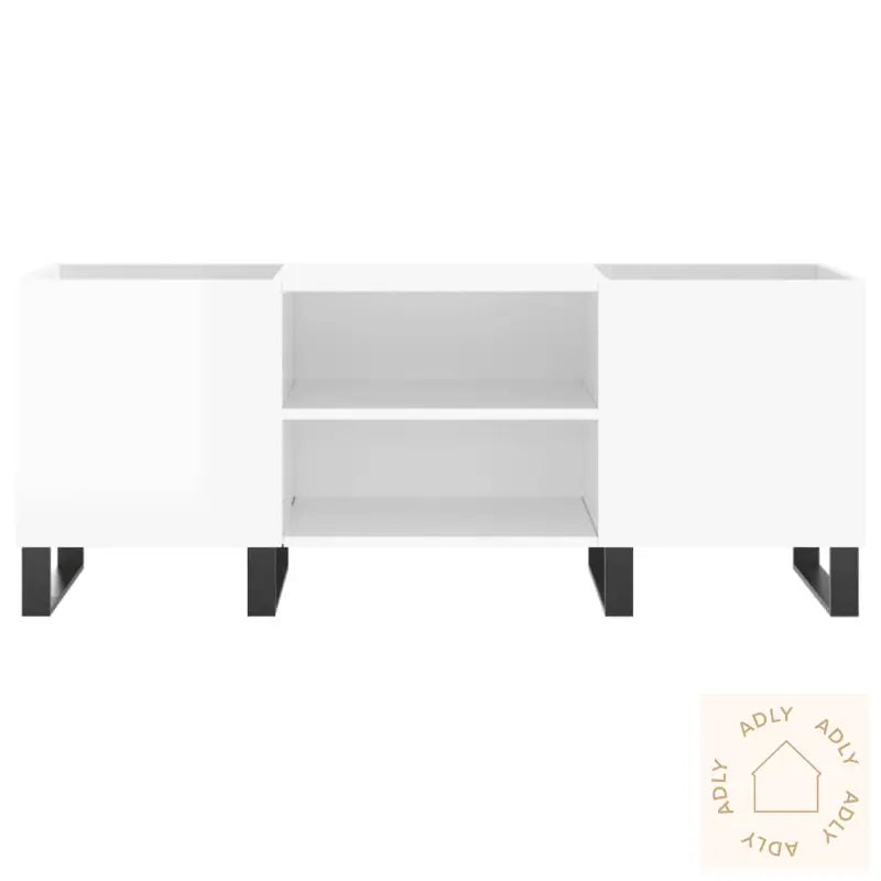 Hifi-Benk Høyglans Hvit 121X38X48 Cm Konstruert Tre