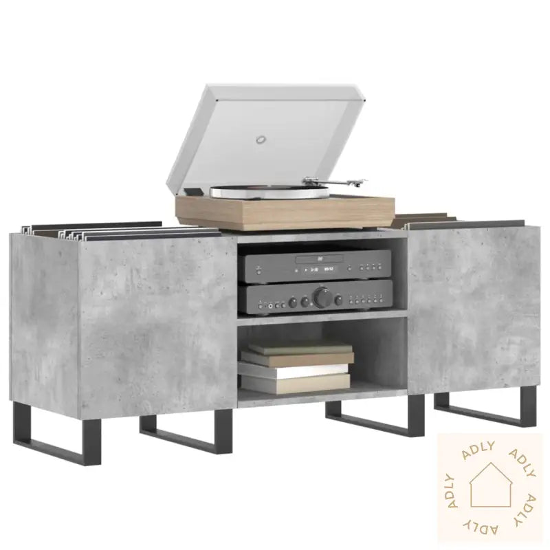 Hifi-Benk Betonggrå 121X38X48 Cm Konstruert Tre