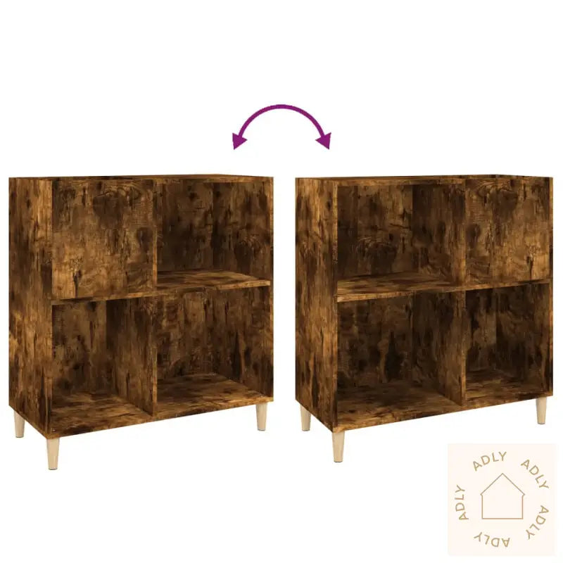 Hifi-Benk Røkt Eik 84,5X38X89 Cm Konstruert Tre