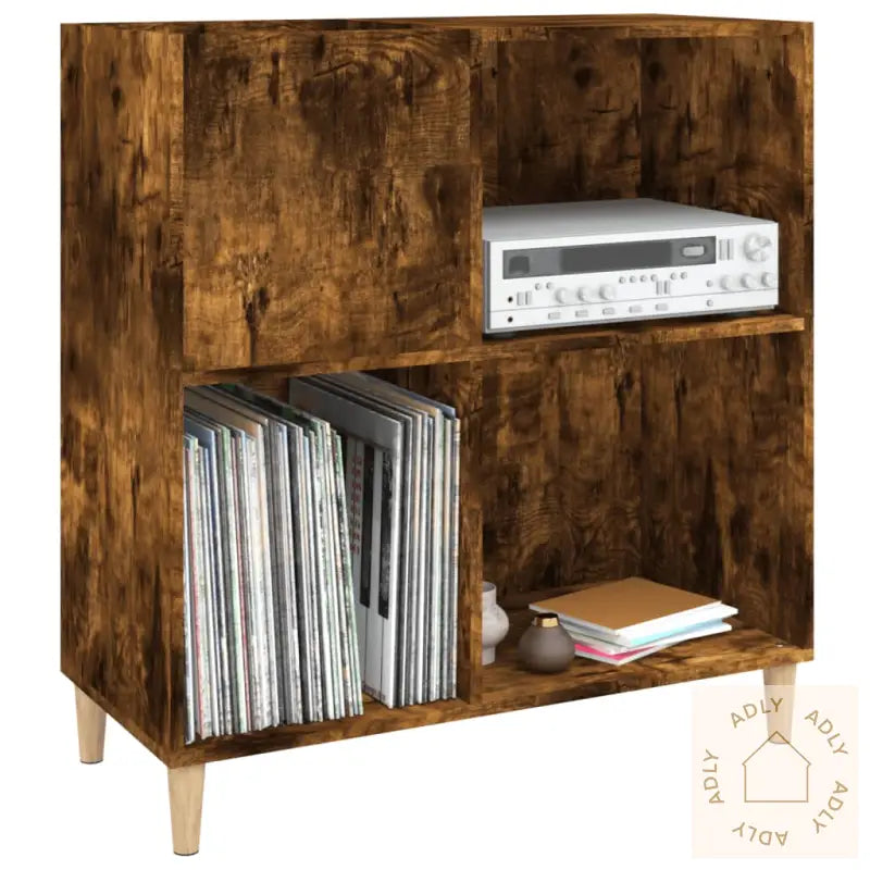 Hifi-Benk Røkt Eik 84,5X38X89 Cm Konstruert Tre