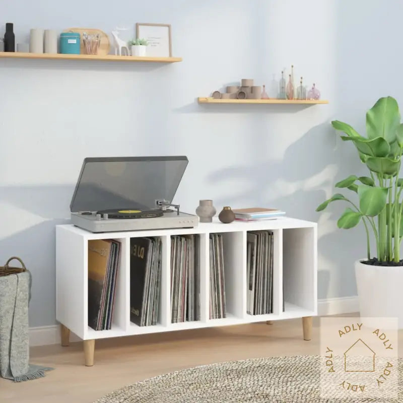 Hifi-Benk Hvit 100X38X48 Cm Konstruert Tre