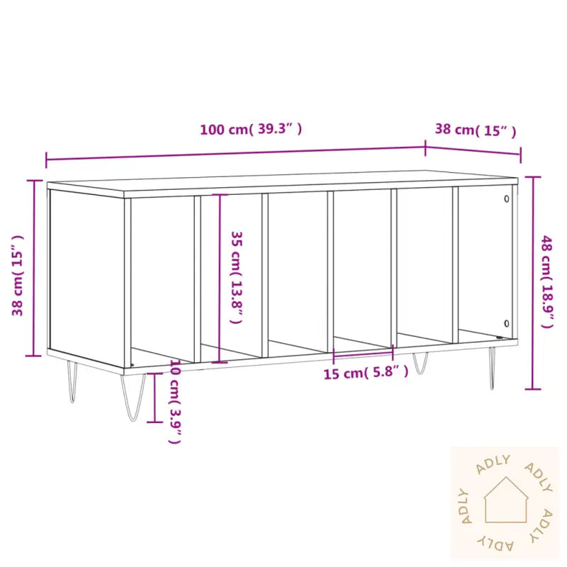 Hifi-Benk Svart 100X38X48 Cm Konstruert Tre
