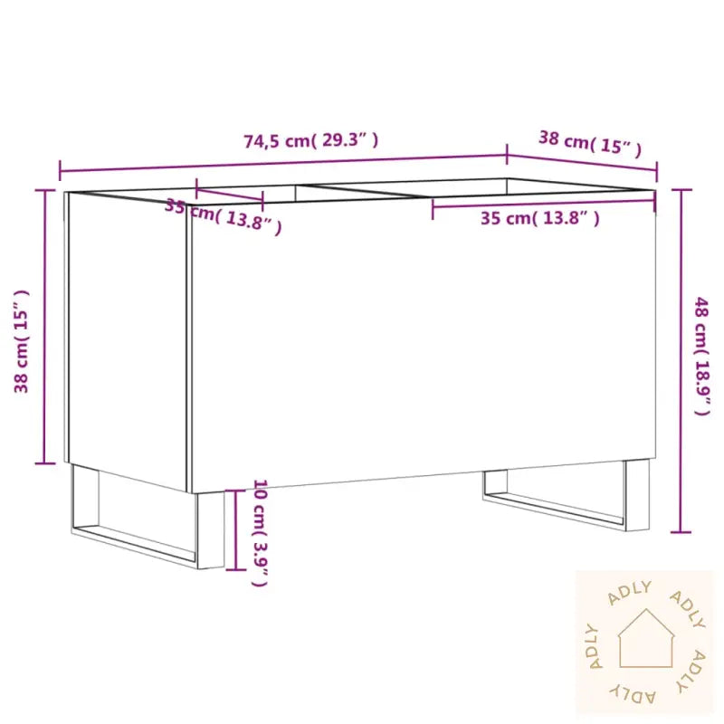 Hifi-Benk Betonggrå 74,5X38X48 Cm Konstruert Tre