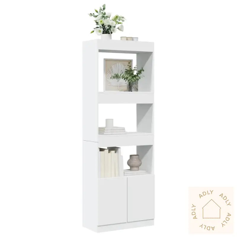 Highboard Hvit 63X33X180 Cm Konstruert Tre